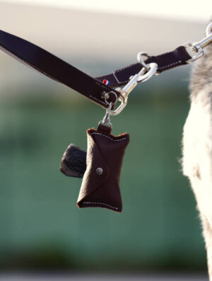 Étui de sac à déjection en cuir