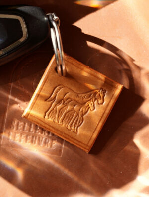 Porte-clé en cuir Cognac